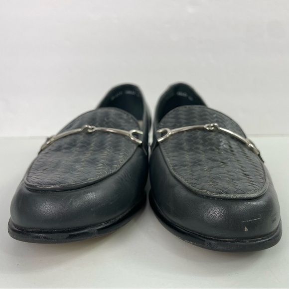 Trotters Vintage Haley Grey Herringbone Woven Leather Horse Bit Classic Loafer - Picture 6 of 15